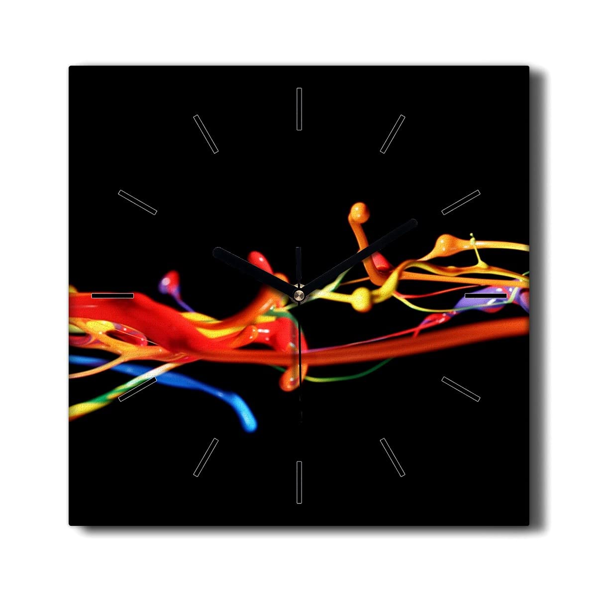 Horloge Murale Peinture colorée Coloray Toile sans tic-tac 30x30cm Décoration Salon Moderne