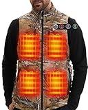 ARRIS Heated Hunting Vest for men, Size Adjustable 7.4V Camo Heating Vests with Battery for Hunting, Hiking