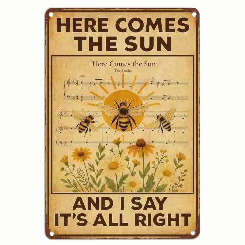 8×12 Inch « The Sun Is Coming » Retro Music Metal Sign, Nostalgic Wall Decor - Les Beatles, Paul McCartney, John Lennon, RIngo Starr, George Harrison 8x12 Inch "The Sun Is Coming" Retro Music Metal Sign, Nostalgic Wall Decor