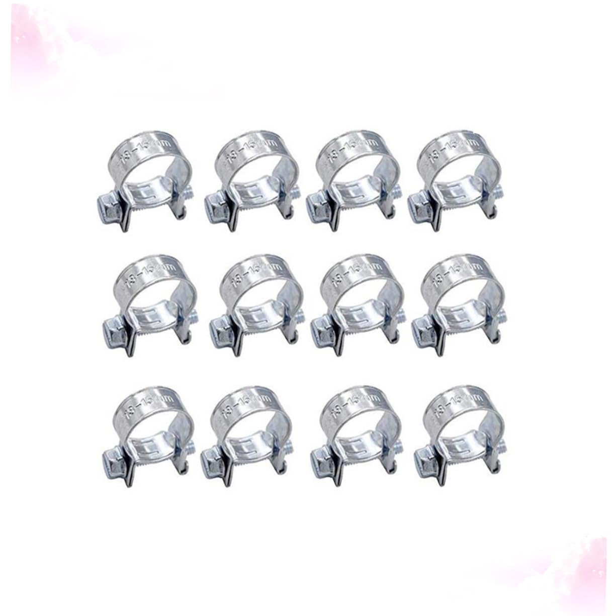 Unomor 12pcs Stainless Steel Worm Gear Hose Clamp 13-15cm Mini Clamp for Automotive Lines Air Hoses Plumbing