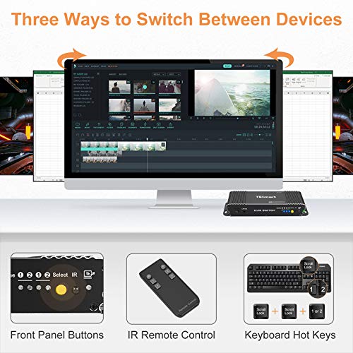 TESmart HDMI 2x1 Commutateur KVM HDMI 4K 3840x2160@60Hz 4:4:4 avec 2 Câbles KVM 5ft/1.5m Supportant Le Contrôle des… - Image 6