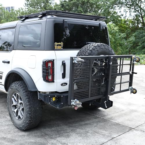 GarveeTech Hitch-Mounted Cargo Basket, 750 LBS Folding Vehicle Cargo Carrier Fit 2\" Receiver with Wheels and Handle, Heavy Duty Luggage Storage Basket for SUV, Rv, Truck, Trailer