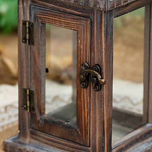 Romadedi Wooden Candle Lantern Farmhouse Decorative - Vintage Wood Lantern For Home Living Room Fireplace Mantel Patio Table Christmas Festive Country Decor Rustic Wedding Decoration, Organic #TOP5