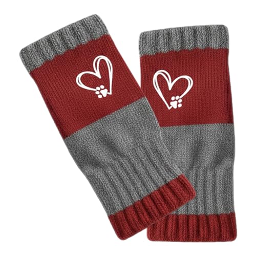 Guantes Sin Dedos Para Mujer,Mitón de Exterior con Bordado de Corazón y Confección Combinada | Media Manopla Tejida - para Camping Senderismo Motociclismo Actividades al Aire Libre Invierno Ciclismo