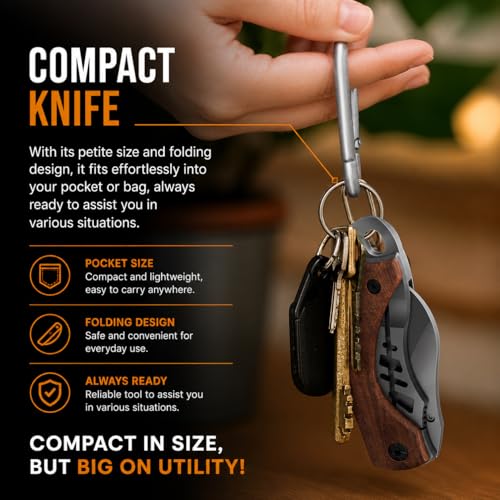 Image of Machado Compact Folding Utility Cutter with Wooden Handle | Portable Mini Box Opener for Daily Household & Office Use, Manual Open Design