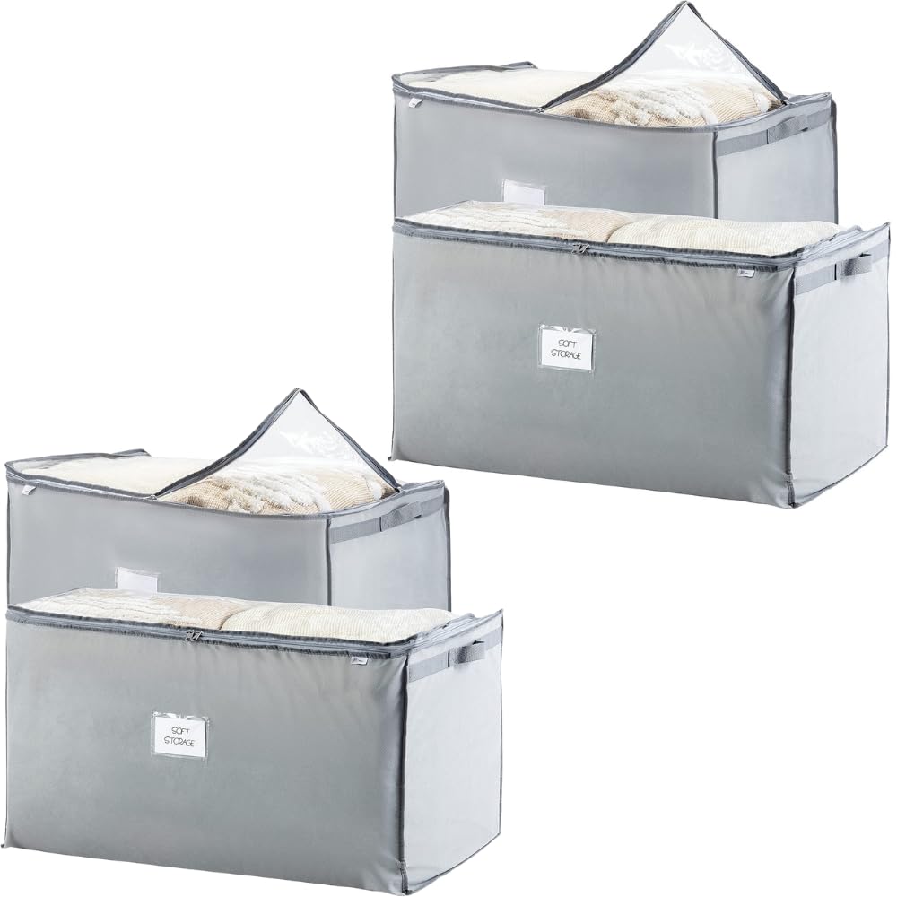 KIKA HOMS Jumbo 130 L Extra Large Storage Bags, Breathable Blanket storage bags | Clothes Storage Bag for Comforter, and Quilts, Organisation Bedding with Clear Viewing Top, Set of 4, Grey (XXL size) (B0C8B98PRM) Amazon Price History, Amazon Price Tracker
