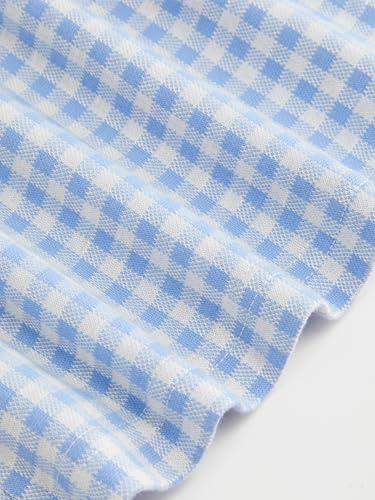 Image of CIDER Womens Summer Gingham Dress Plaid Tie Spaghetti Strap Sleeveless Lace Trim Cute A Line Casual Mini Dresses Sundress
