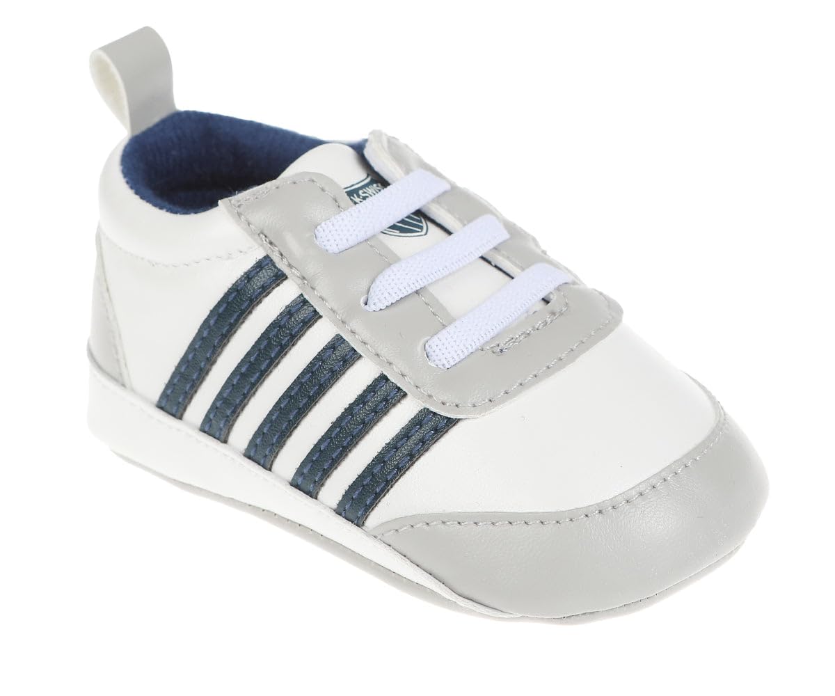 K-Swiss Infant Boys Crib Shoe Soft Bottom Baby Shoes - Sneakers and First Walking Shoes for Babies, Grey, 2