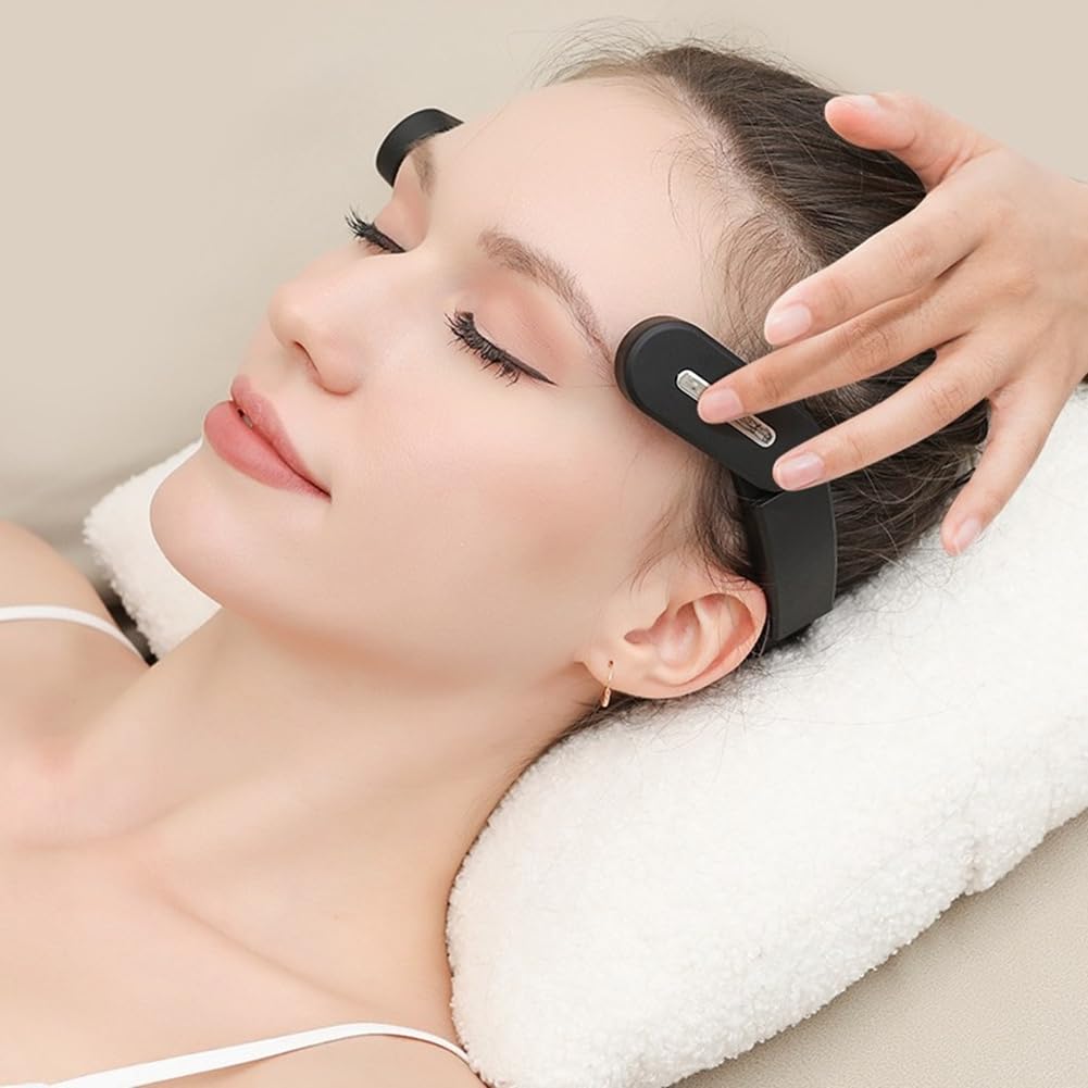 Massaggiatore per il Sonno A Impulsi EMS A Bassa Frequenza con Bluetooth, Terapia Termica per il Dolore A Testa e Collo, per il Sollievo Dall'Insonnia.
