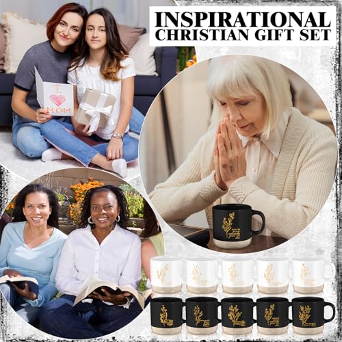 Juego de 20 tazas cristianas de cerámica 13 oz negro blanco miniatura 4