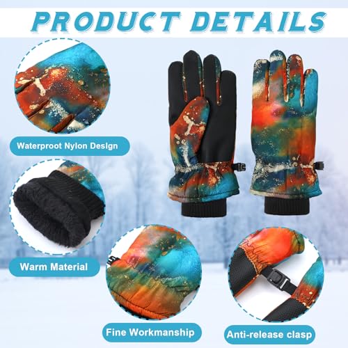 Image of Honoson 2 Pairs Kids Snow Gloves, Winter Waterproof