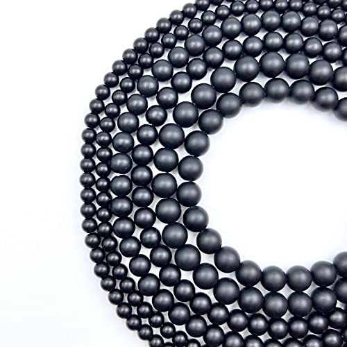 Qiwan Natural Round Loose Beads Jewelry Making Diy Bracelet Necklace Material 1 Strand 15 Inches (8Mm, Matte Onyx Agate Gemstone) #TOP27