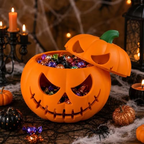 Pumpkin Shaped with Ghost Face Hollow Halloween Candy Bowl for Decorating - image 5