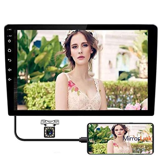 Camecho Car Radio Android Double Din Car Stereo, 10.1” Touch Screen Head Unit with Bluetooth FM AM Radio, Support WiFi Connect GPS, Android&iOS Mirror Link with Subwoofer Output+ Backup Camera