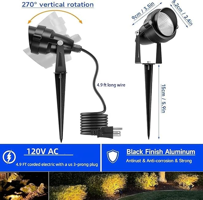 Outdoor Spotlights Colored Yard Spot Lights 12W LED 4 Lights