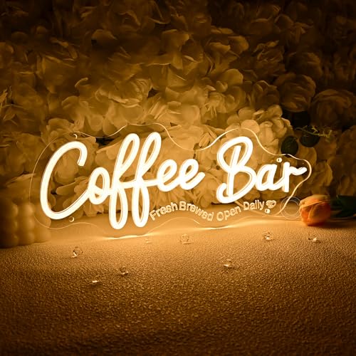 Image of Britrio Coffee Bar Neon Sign for Home Coffee Station Kitchen Wall Decor LED Light Up Business Neon Sign Cafe Shop Pub Counter Restaurants Window Display Birthday Party Decor 5V USB 15.75''