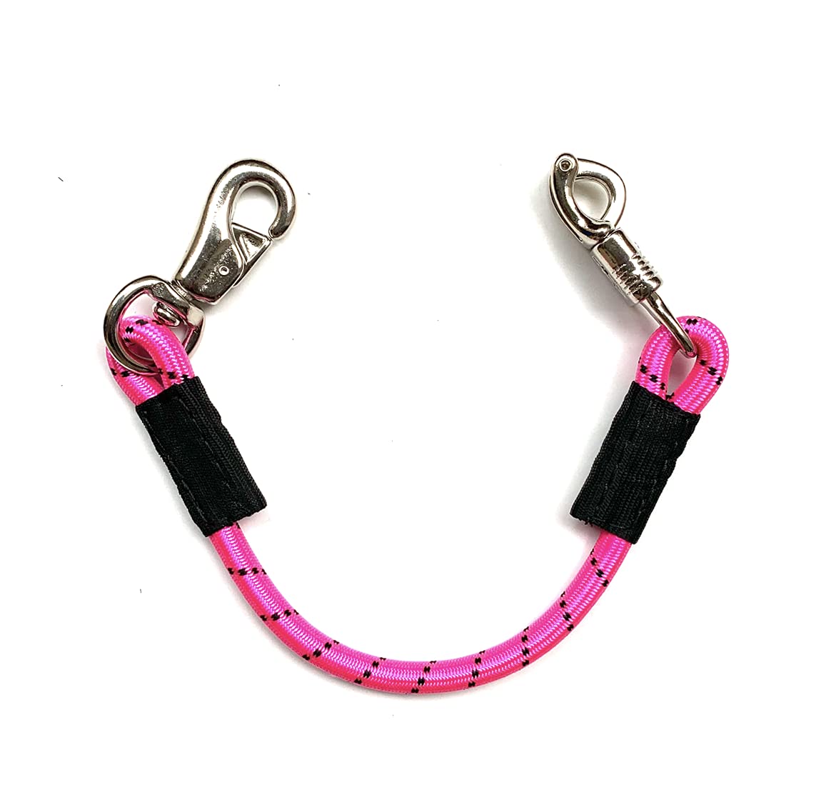Transport Elastik Anbinder Anbindestrick elastisch Gummianbinder Anbindekette mit Panikhaken und Bull snap für Reitsport Pferdeanhänger, Box und Stall (2, Pink, 140 cm)