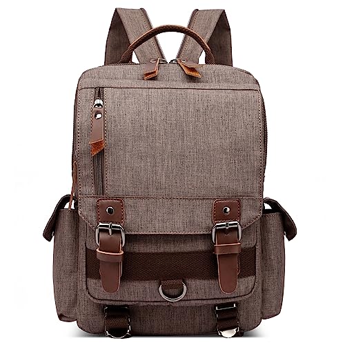 Classico Zaino Uomo Vintage Borsa sul Petto per 10.9 Pollici iPad con Maniglia a Tracolla Convertibile per Viaggio Casuale Shopping Impermeabile Monospalla Backpack Cachi