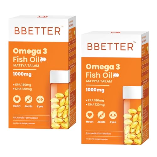 Image of BBETTER Omega 3 Fish Oil Capsules 1000mg | Lab Tested Fish Oil Capsules | Lab Report Attached | High Absorption for Heart, Joints, Eyes & Brain | No Fishy Burps | 180 EPA :120 DHA -120 Softgels