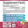 Whole Food Biotin Supplement - Contains Certified Organic Plant Based Biotin from Sesbania Agati Trees - by SolaGarden Naturals. May Support Hair, Skin and Nails. 60 Non GMO Veggie Capsules.