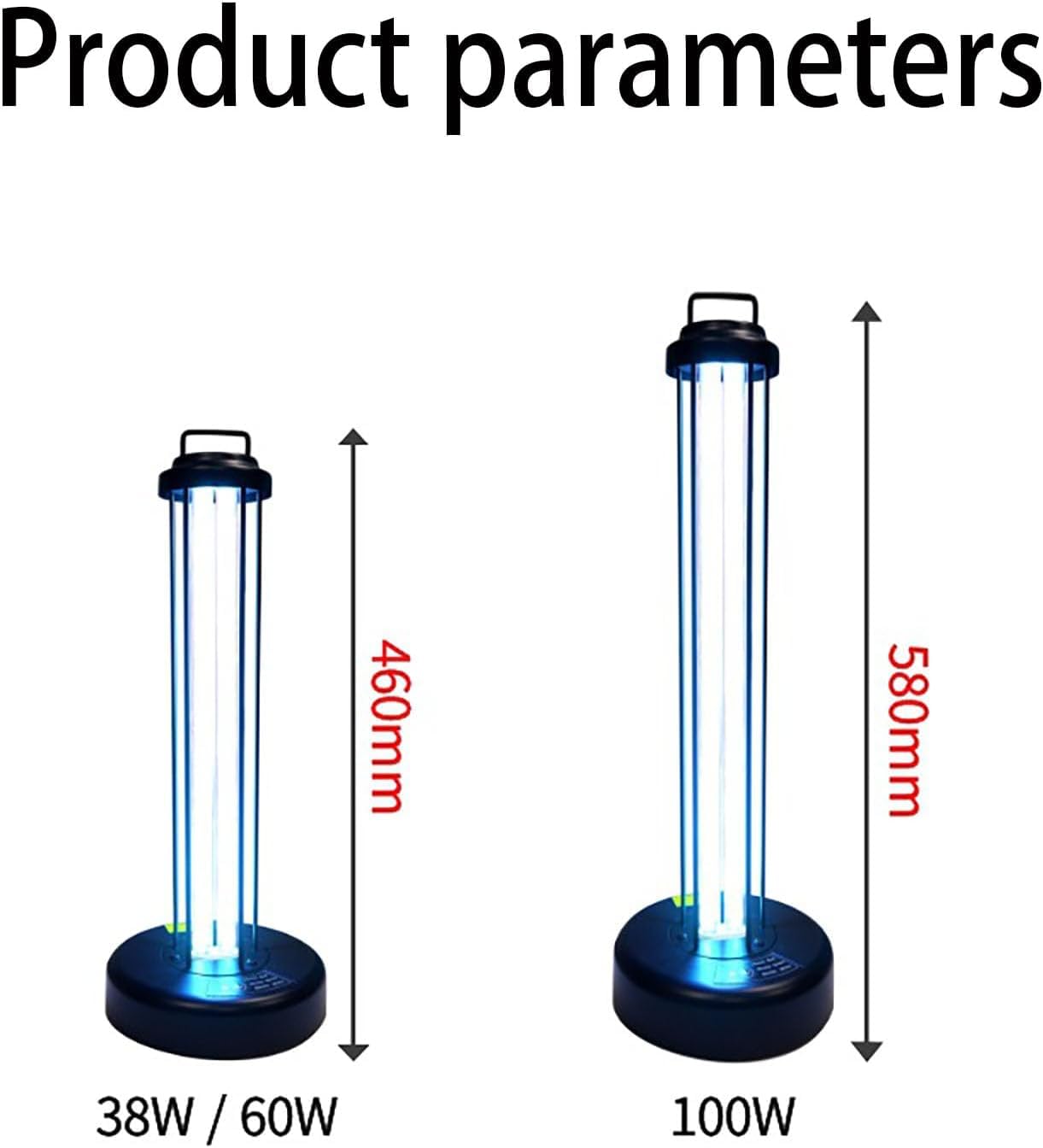 Esterilizador UV Dispositivo De Desinfección para El Hogar Lámpara De Esterilización óptima De Luz Ultravioleta Tasa Antibacteriana Uvc Lámpara De Desinfección Portáti, Black, 100W