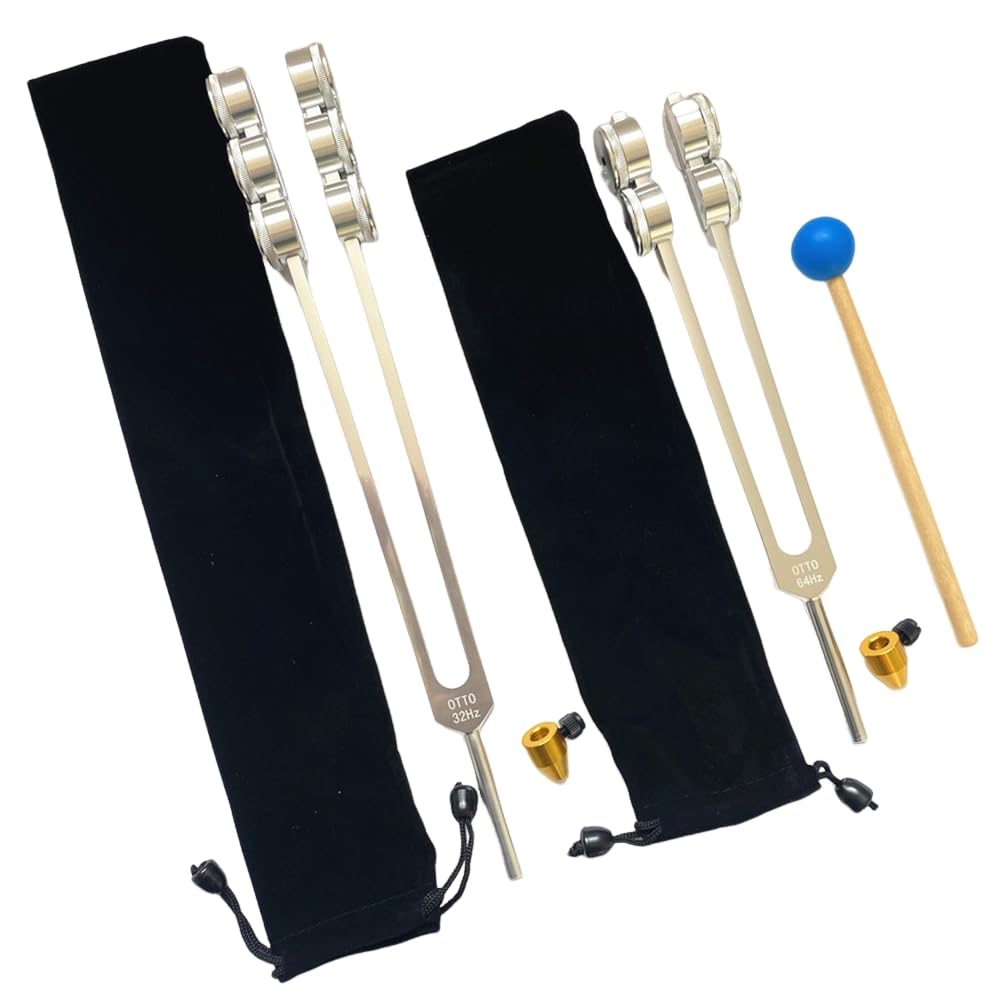 Herramienta de DiapasóN de Aluminio de 64 HZ con Martillo, Herramienta de Cuidado de para Terapia de DiagnóStico de VibracióN y Sonido Curativo