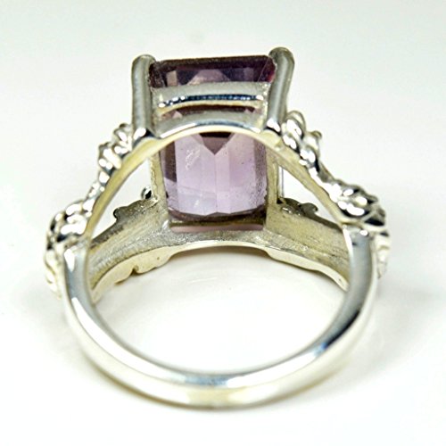 Bague améthyste taillée main en argent sterling véritable, taille H Z