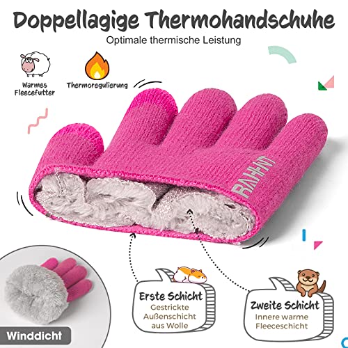 Image of Rahhint Kids Winter Gloves for Boys Girls Children Toddler Thermal Wool Knit Gloves with Insulated Fleece Lining Keep Hand Warm Gift