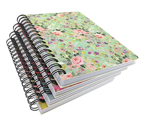 4 Pack A6 Spiral Notebook Journal,Wirebound Ruled Sketch Book Notepad Diary Memo Planner,A6 Size(5.7X4.1") & 80 Sheets (Flower A) #TOP5