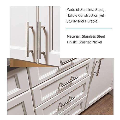 homdiy Cabinet Pulls Brushed Nickel 5 Pack Brushed Nickel Cabinet Handles 5in Hole Center - HD201SN Bathroom Cabinet Hardware Pulls Brushed Nickel Metal Drawer Pulls for Kitchen, Closet, Wardrobe