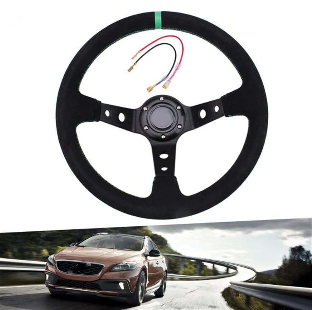 Volanti da corsa, volante sportivo da corsa per auto, volante a 6 bulloni volante a 6 bulloni Rally/Drift/Race/universale da 13 pollici in pelle scamosciata con pulsante clacson Set di accessori