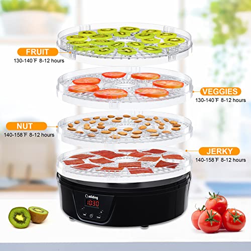 Adiding Food Dehydrator Machine, Dehydrator with 4 BPA Free Trays, Digital Timer & Temperature Control, 350W Food Dryer for Fruit Vegetable Meat Beef Jerky Herbs Pet Treats - Thumbnail 3