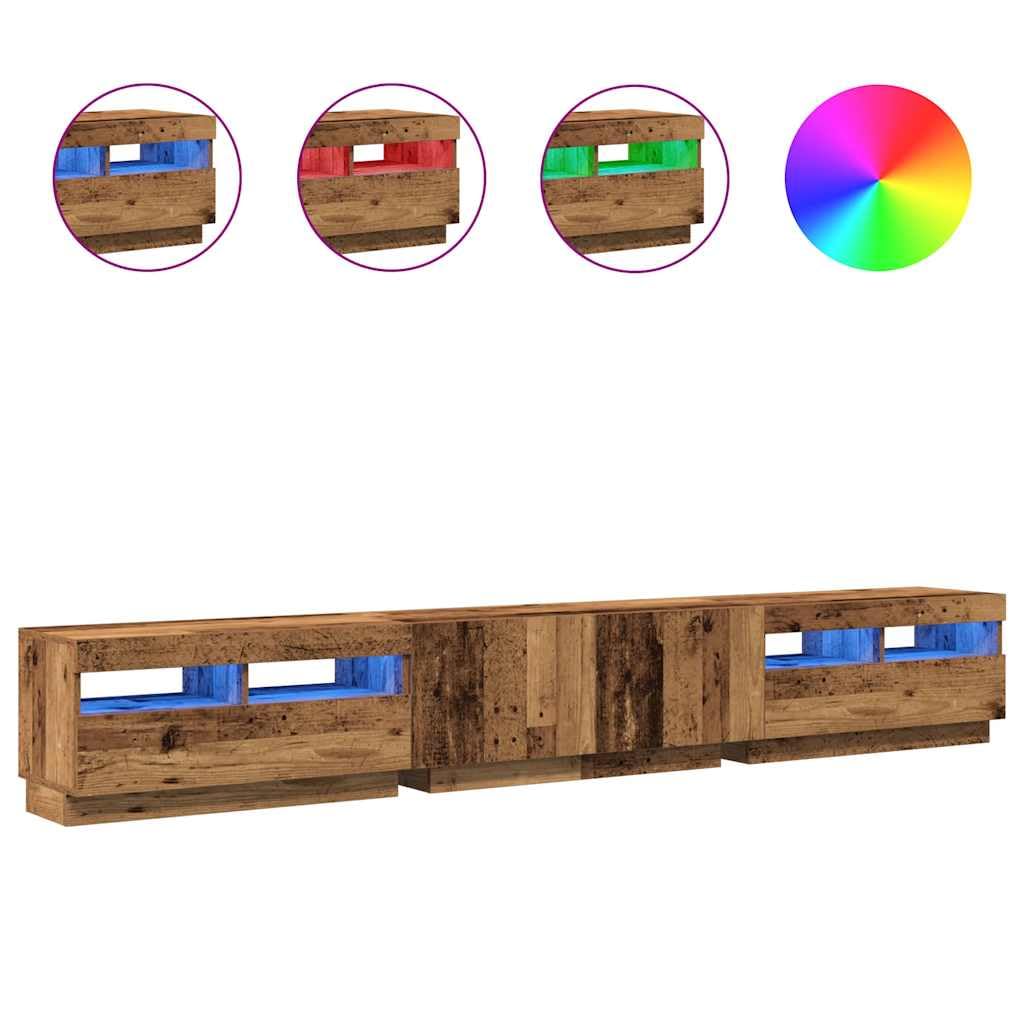 Mueble TV Luces LED Madera ingeniería Envejecida 260x35x40 cm