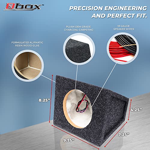 Atrend Bbox Pro Audio Tuned 6.5\" Speaker Enclosures-Premium Speakers to Enhance Sound and Bass - Nickel Finish Speaker Terminals for Car or Truck - 18 Gauge Audio Cables-Speaker Set of 2 (Charcoal)