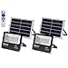 Set 2 Fari Led Esterno 100W con Pannello Solare Luce Bianco 6000K Ultra-Luminoso 1000LM Lampada Faro Faretto con Telecomando Timer e Sensore Crepuscolare Faretti Risparmio Energetico IP65