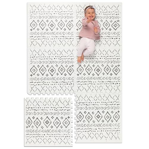 Image of Lillefolk Baby Foam Play Mat - Baby Playmat | Tiles for Kids Interlocking Mat - Foam Baby Mat for Babies & Toddlers - Non Toxic Play Mat for Baby Tummy Time Mat 6x4ft Boho