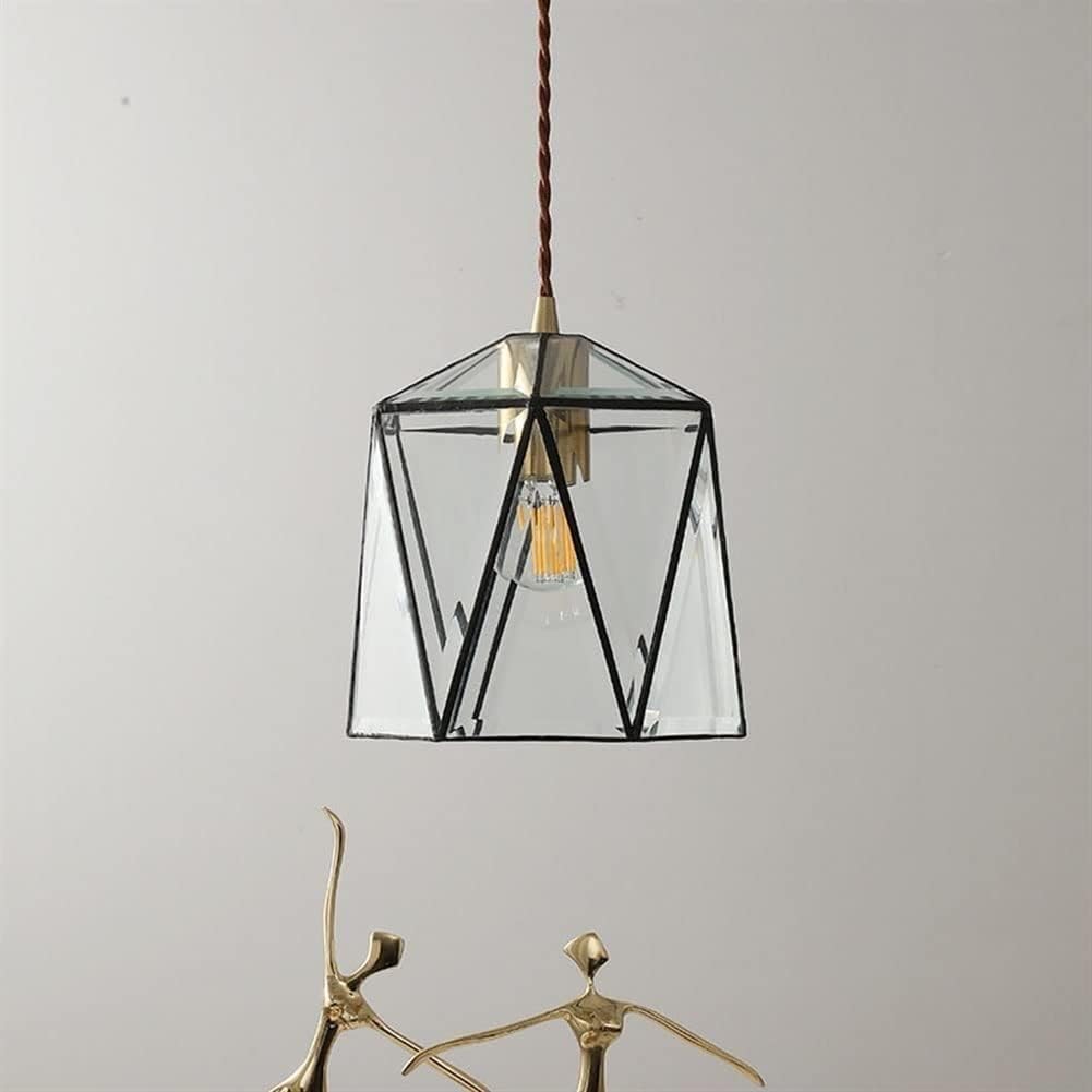 OUDINI Kitchen Island with Diamond-Shape Pendant Light, Industrial Kitchen Island Hanging Lighting, Vintage Geometric Glass Chandelier, for Dinning Room,Hallway,Foyer