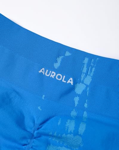 Image of AUROLA Serpent Seamless Scrunch Workout Shorts for Women,Tummy Control Squat Proof Ribbed Thick Active Gym Short