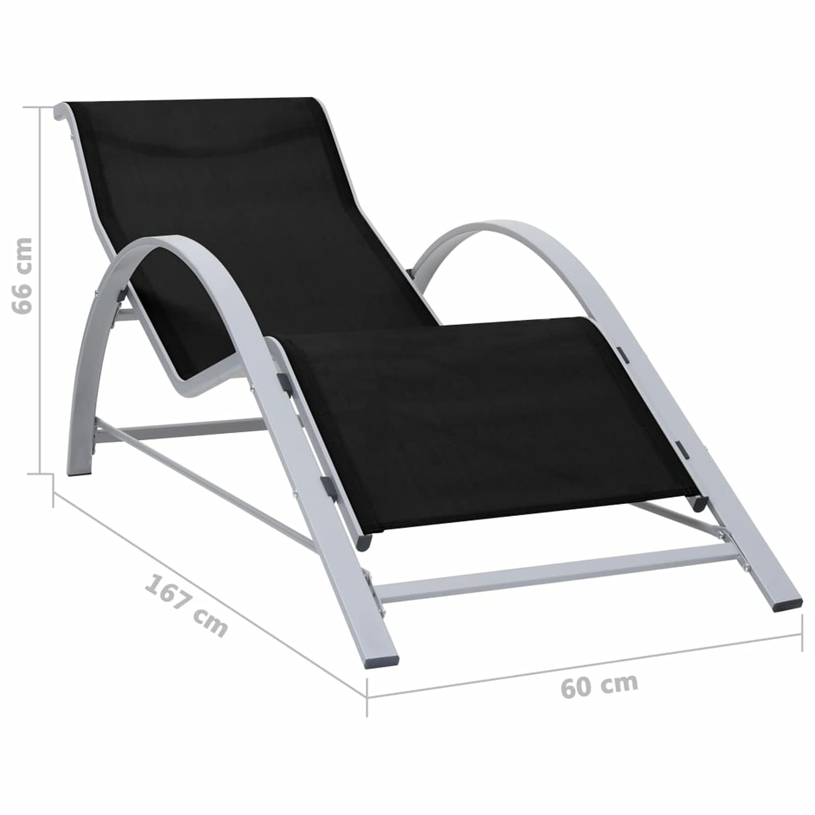 Homgoday Leżak tekstylny i aluminiowy czarny, leżak leżak, leżak ogrodowy, leżak na plażę, patio, basen i meble kempingowe