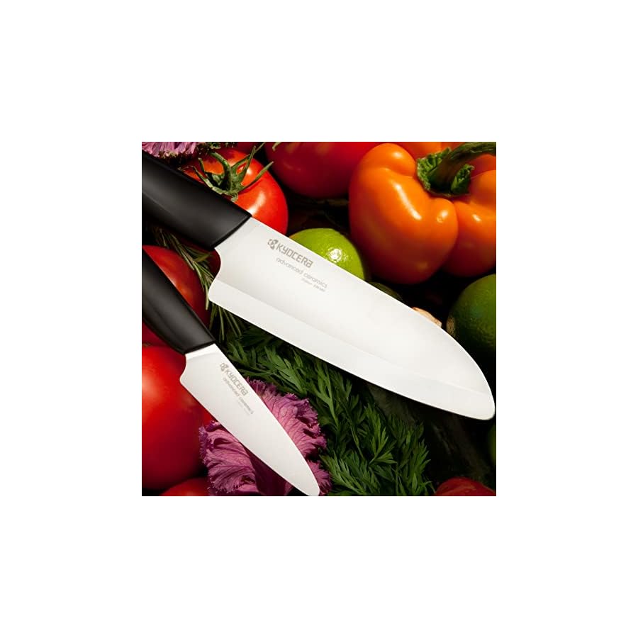 KYOCERA Revolution 2-Piece Ceramic Set: Chef Knife for Your Cooking Needs, 5.5" and 3", White/Black