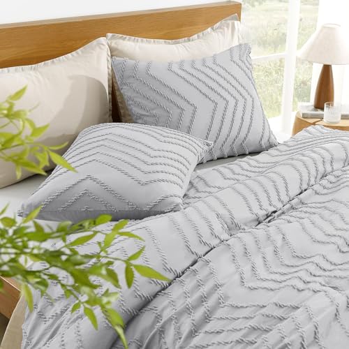 Image of Litanika 3 Pcs Light Grey Boho Oversized Super King Plus Comforter Set