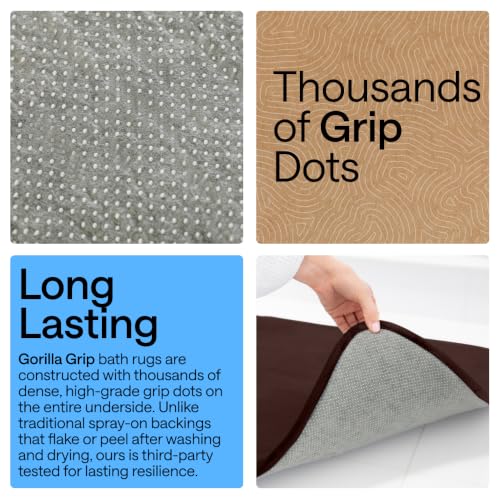 Image of GORILLA GRIP Memory Foam Bath Mat, Soft Absorbent Velvet Bathroom Mats, Durable Dots on Underside, Machine Washable Bathmat, Carpet Rug Room Decor for Shower Tub Floor RV, 42x24 Rugs, Brown