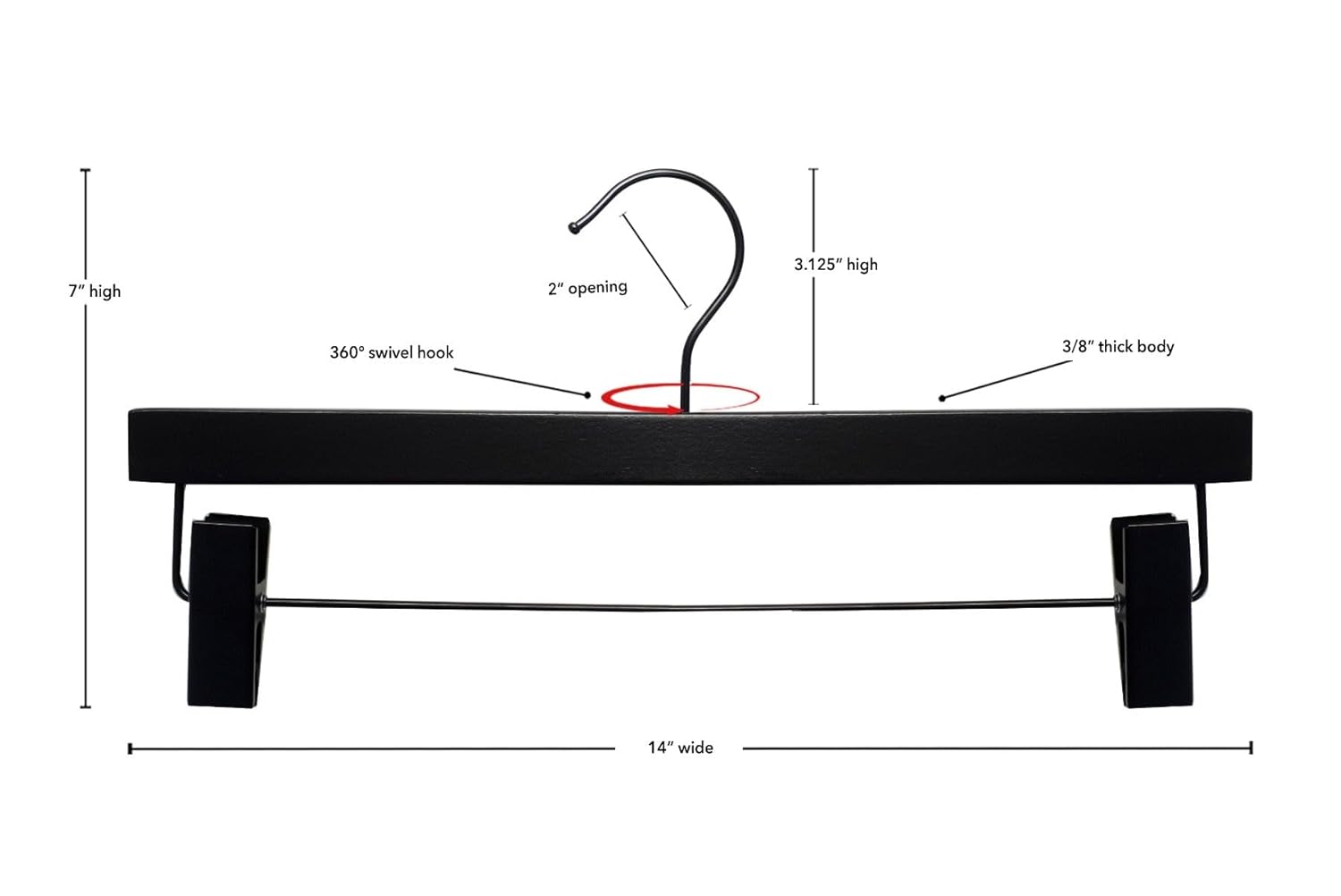 NAHANCO 21314RC Wooden Pant/Skirt Hanger, 14", Low Gloss Mahogany Finish (Pack of 100)