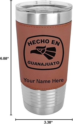Miniatura 10 de LaserGram Vaso aislado al vacío de 20 onzas, hecho en Guanajuato, grabado personalizado incluido (piel sintética, marrón oscuro)