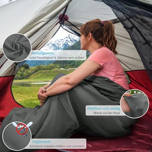 Sleeping Bag Liner, Forro de Bolsa de Dormir para Adulto, Ligero y Portátil, Rectangular, Capacidad Individual miniatura 6
