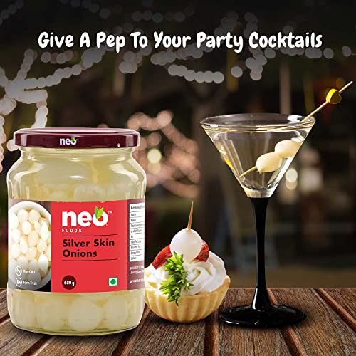 Image of Neo Silver Skin Onions 680g I Sirka Onion I 100% Plant Based & Natural I Ideal for Cocktail and as Side Dish for Snacks I (Pack of 1)