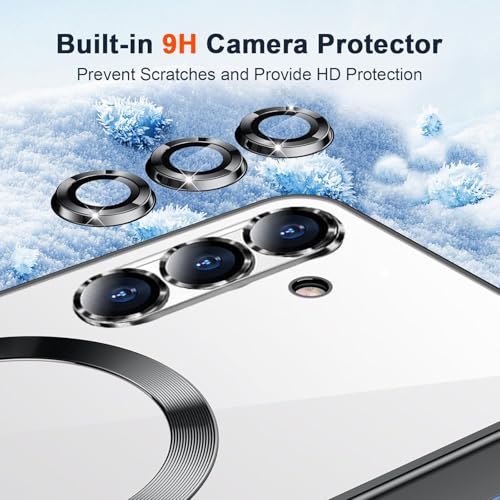 Image of VONZEE Clear Logo Electroplating Transparent Case for Samsung Galaxy A36 5G, Magnetic Plating Electroplate TPU Cover, Individual Camera Protection for Each Lens- Black