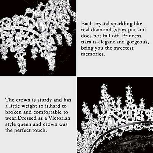 CURASA Silver Tiara and Crowns for Women Crystal Queen Crown, Wedding Tiaras for Bride Princess Crown for Little Girls Headpiece for Bridal Birthday Party Prom Halloween Pageant2