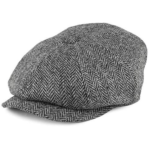 Jaxon & James Harris Tweed Castlebay Newsboy Cap - Black-Grey M Cover