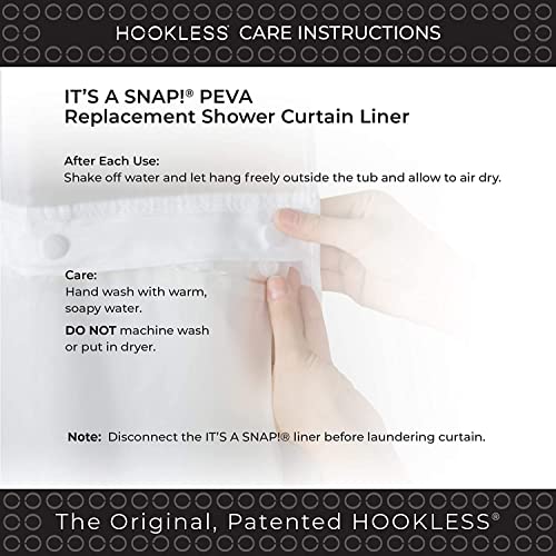 Hookless RBH14HH12 It'S A Snap! Plastic Peva Snap-In Replacement Shower Curtain Liner For Hookless Curtain thumb #2